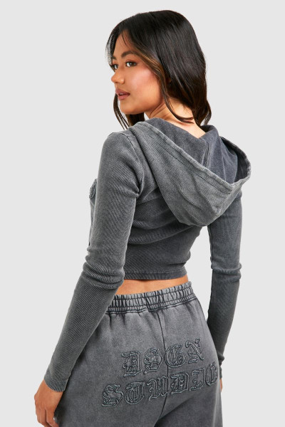 Худі Dsgn Studio Self Fabric Applique Washed Ribbed Zip Hoodie