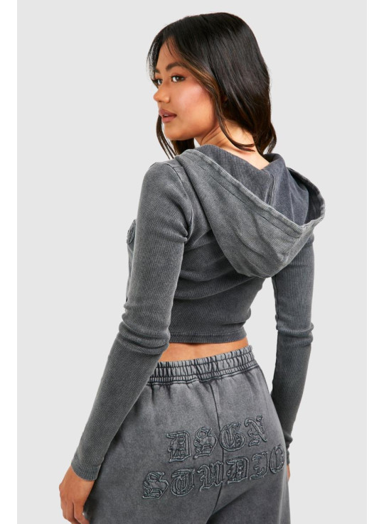 Худі Dsgn Studio Self Fabric Applique Washed Ribbed Zip Hoodie