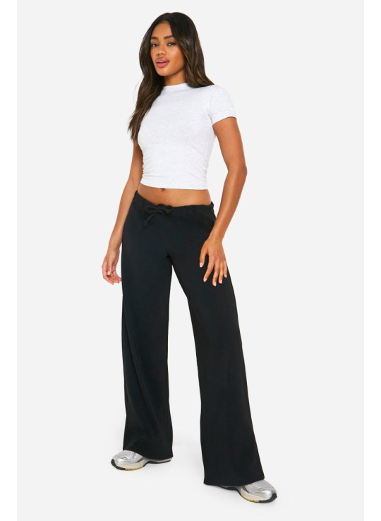 Широкі брюки на талії зі шнурками в рубчик