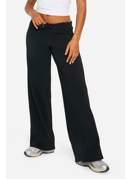 Широкі брюки на талії зі шнурками в рубчик