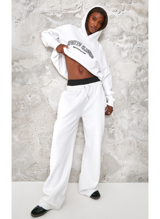 Високий білий спортивний класичний вишиваний балахон