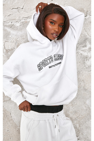 Високий білий спортивний класичний вишиваний балахон