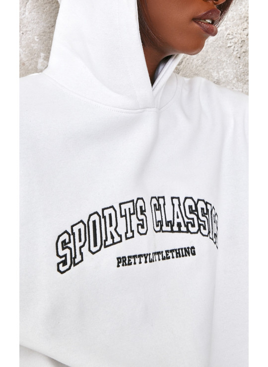 Високий білий спортивний класичний вишиваний балахон