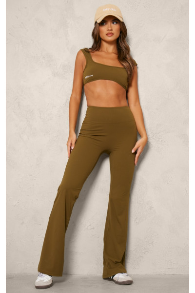 Кльоші для йоги з високою талією PLT SPORT Moss Green Sculpt