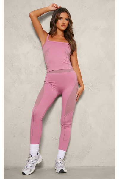 Темно-лілові жаккардові безшовні легінси PLT SPORT