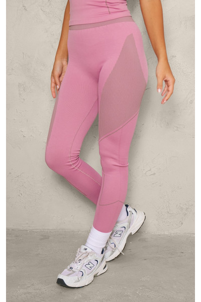 Темно-лілові жаккардові безшовні легінси PLT SPORT