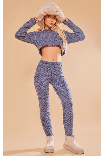 В'язані джинсові легінси Blue Cable