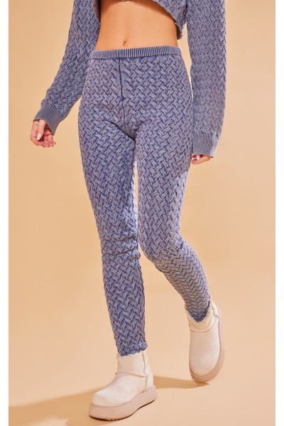 В'язані джинсові легінси Blue Cable