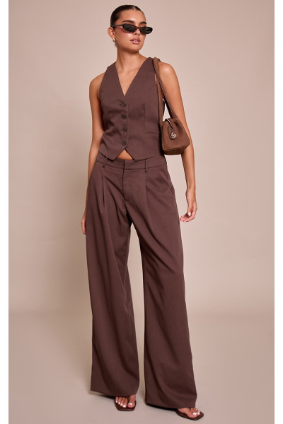 Темно -коричневий кравець тканого штангового штану