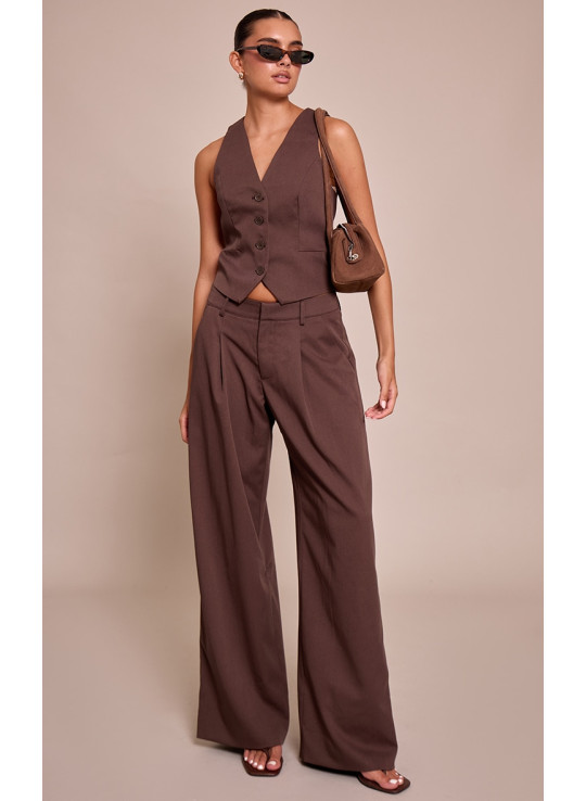 Темно -коричневий кравець тканого штангового штану