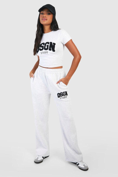 Попелясто-сірий Dsgn Studio Toweling Applique Straight Leg Jogger