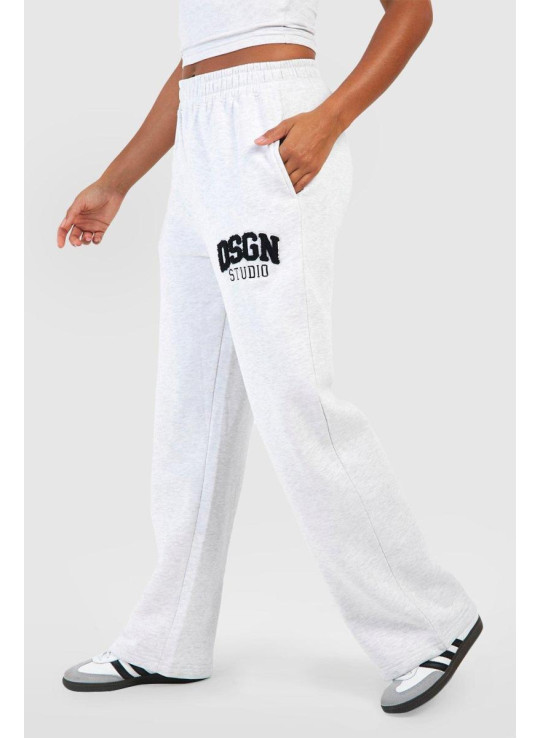 Попелясто-сірий Dsgn Studio Toweling Applique Straight Leg Jogger