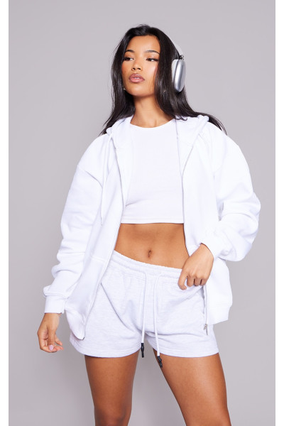 Біла проста толстовка великого розміру на блискавці