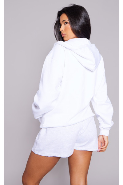 Біла проста толстовка великого розміру на блискавці