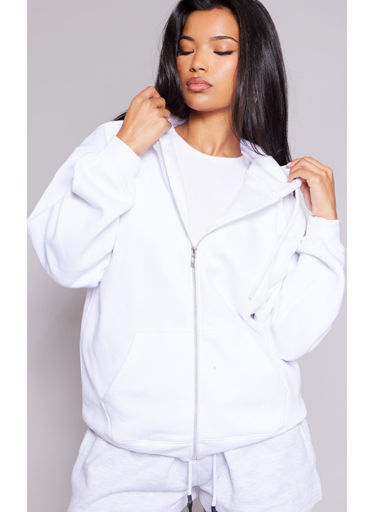 Біла проста толстовка великого розміру на блискавці