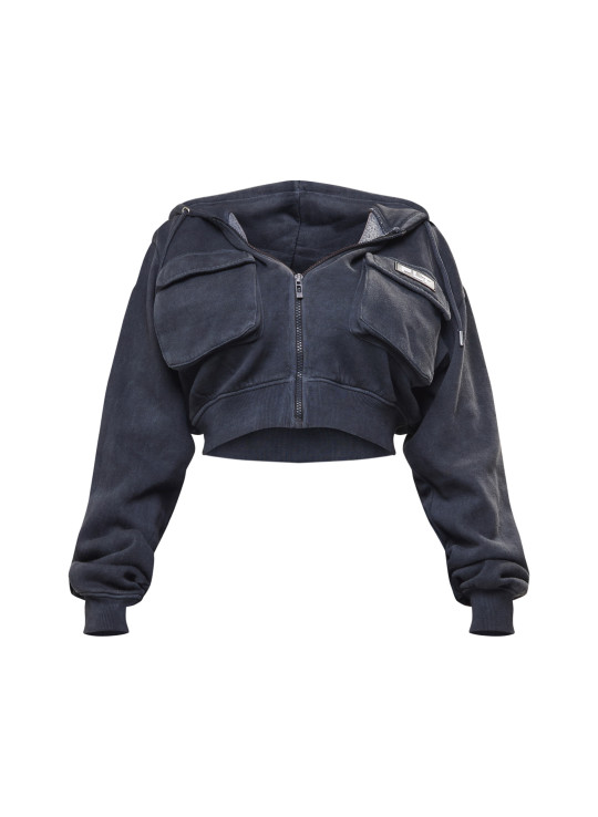 PrettyLittlething Form Mesked Marcoal Cargo Обрізаний толстовка