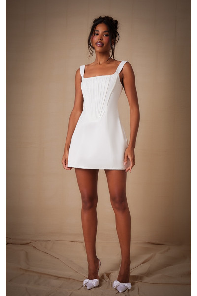 Преміум -білоплатка квадратна шия мереживо спинка корсета