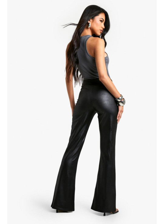 брюки-кльош зі штучної шкіри, що затягуються на талії