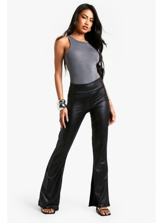 брюки-кльош зі штучної шкіри, що затягуються на талії