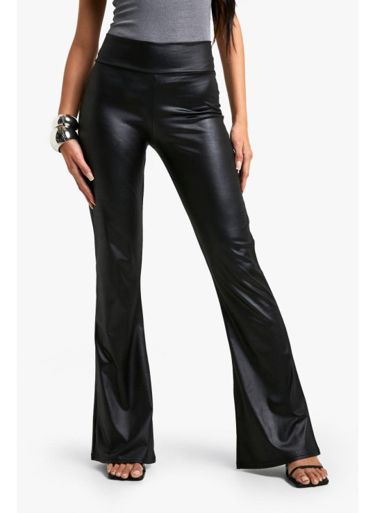 брюки-кльош зі штучної шкіри, що затягуються на талії