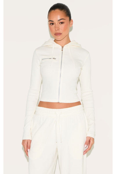 Кремовий Zip up реберна доріжка зверху