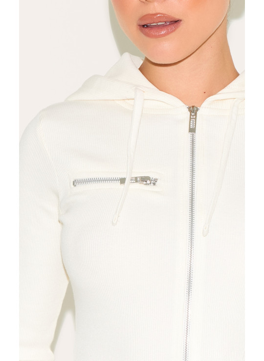 Кремовий Zip up реберна доріжка зверху