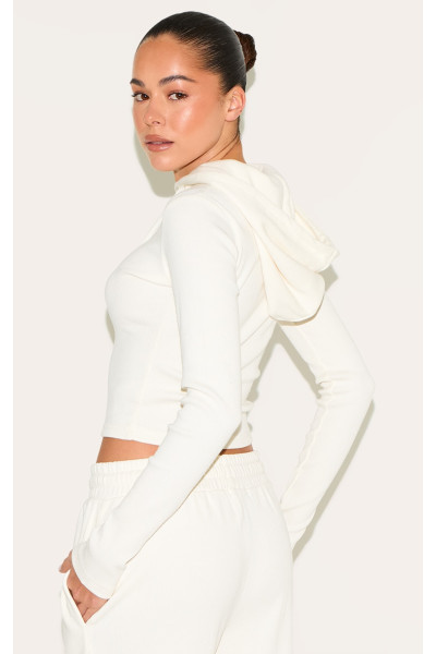 Кремовий Zip up реберна доріжка зверху