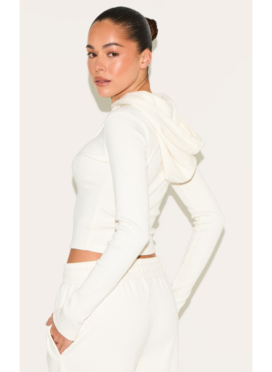 Кремовий Zip up реберна доріжка зверху