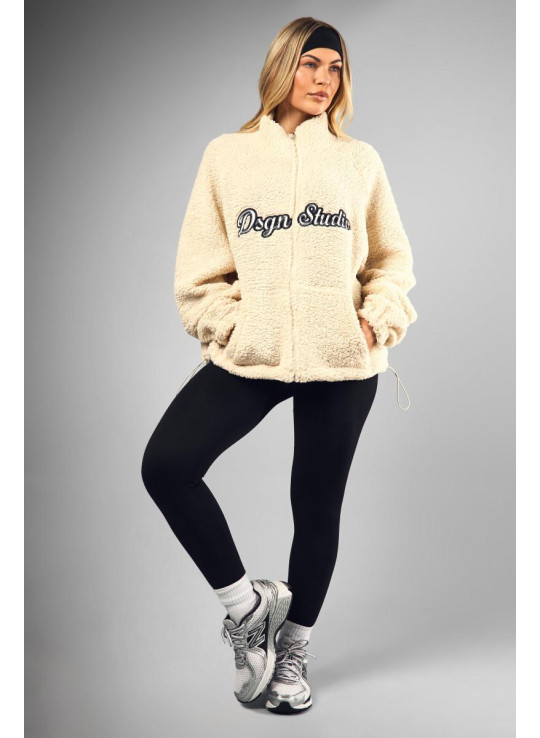 Dsgn Studio Applique Zip Through Borg Fleece