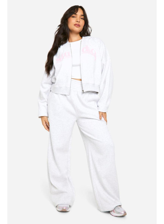 Толстовка Plus Studio Slogan Boxy Crop Zip Through Hoodi