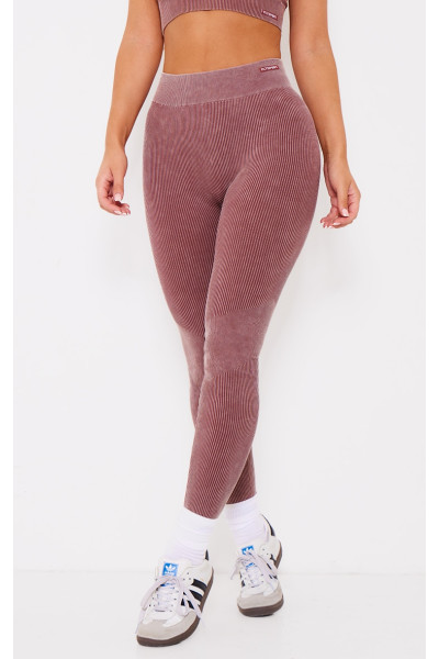 Безшовні гімнастичні легінси з високою талією і високою талією темно-коричневого кислотного кольору