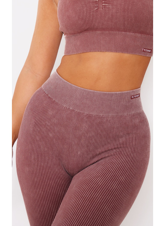 Безшовні гімнастичні легінси з високою талією і високою талією темно-коричневого кислотного кольору