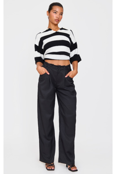 Прямі брюки з чорним плетеним поясом