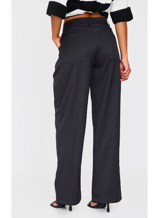 Прямі брюки з чорним плетеним поясом