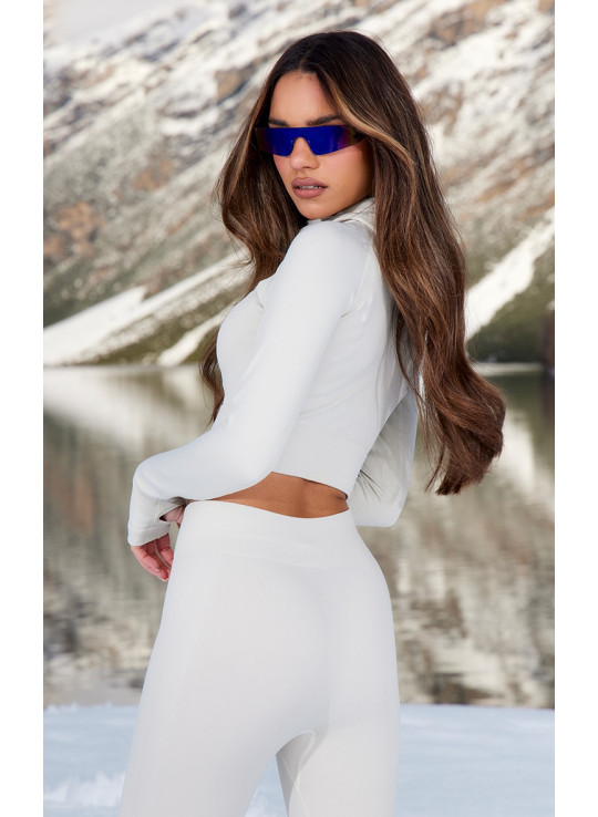 Безшовний топ з капюшоном і легінси сірого лижного кольору PRETTYLITTLETHING