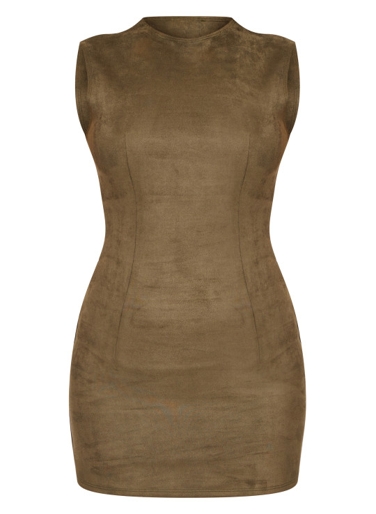 Облягаюча сукня кольору хакі зі штучної замші