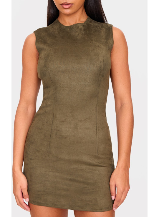 Облягаюча сукня кольору хакі зі штучної замші