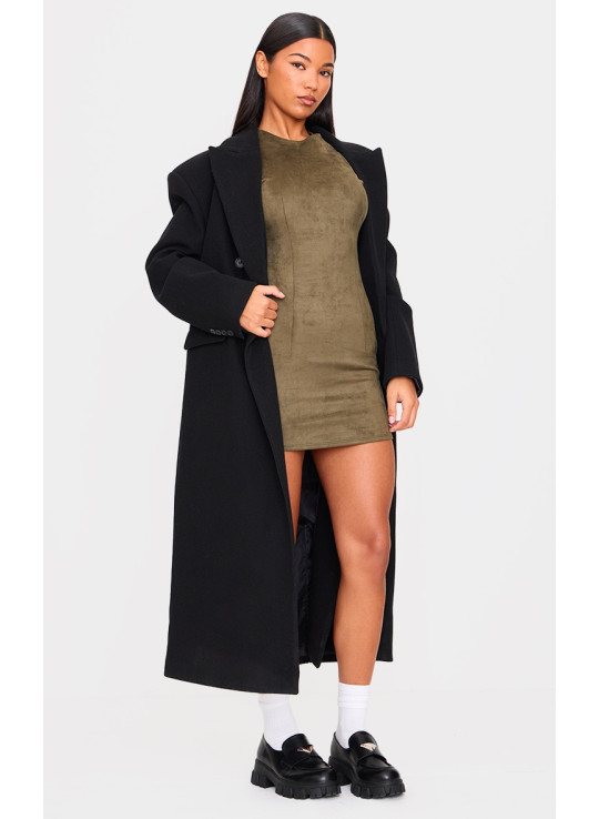 Облягаюча сукня кольору хакі зі штучної замші