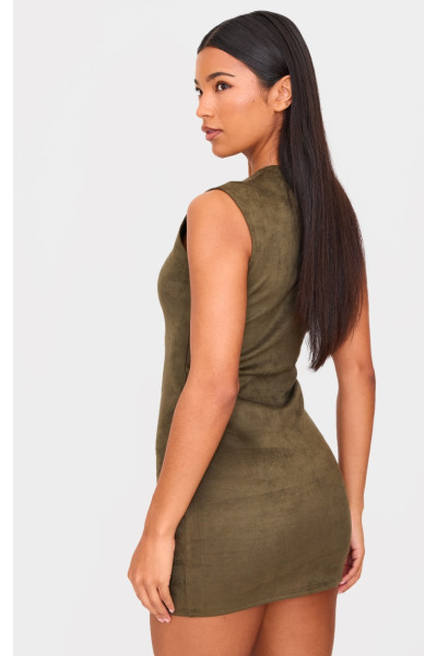 Облягаюча сукня кольору хакі зі штучної замші