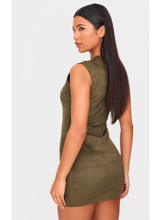 Облягаюча сукня кольору хакі зі штучної замші