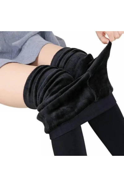 Безшовні чорні лосини-термо на хутрі 