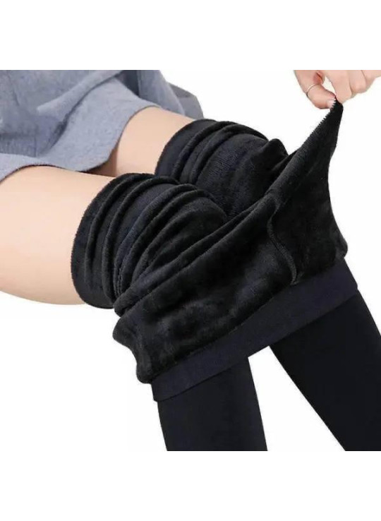 Безшовні чорні лосини-термо на хутрі 