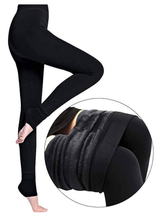 Безшовні чорні лосини-термо на хутрі 