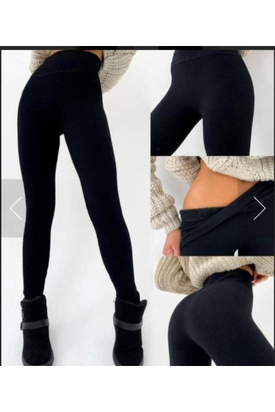 Безшовні чорні лосини-термо на хутрі 