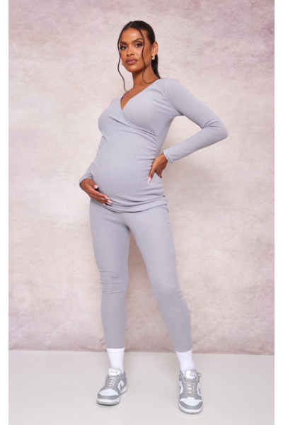  Сірі легінси в рубчик для вагітних
