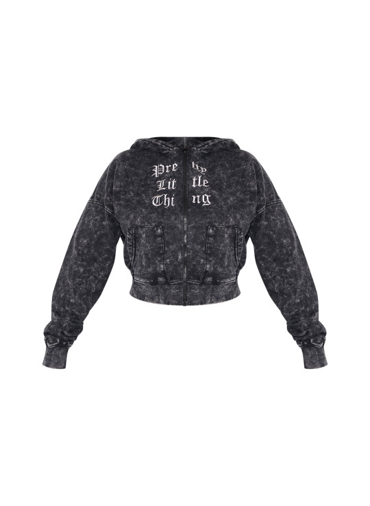 PrettyLittlething Force вугілля сірий друкований блискавка через мийний балахон