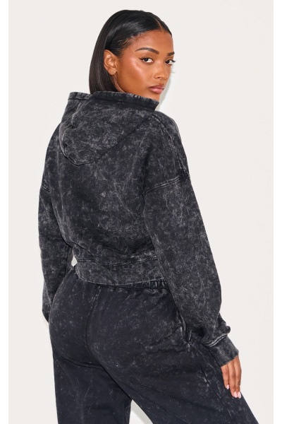 PrettyLittlething Force вугілля сірий друкований блискавка через мийний балахон