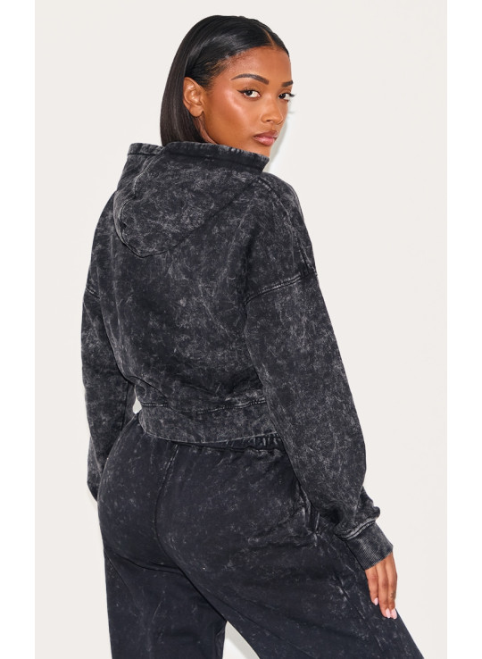 PrettyLittlething Force вугілля сірий друкований блискавка через мийний балахон