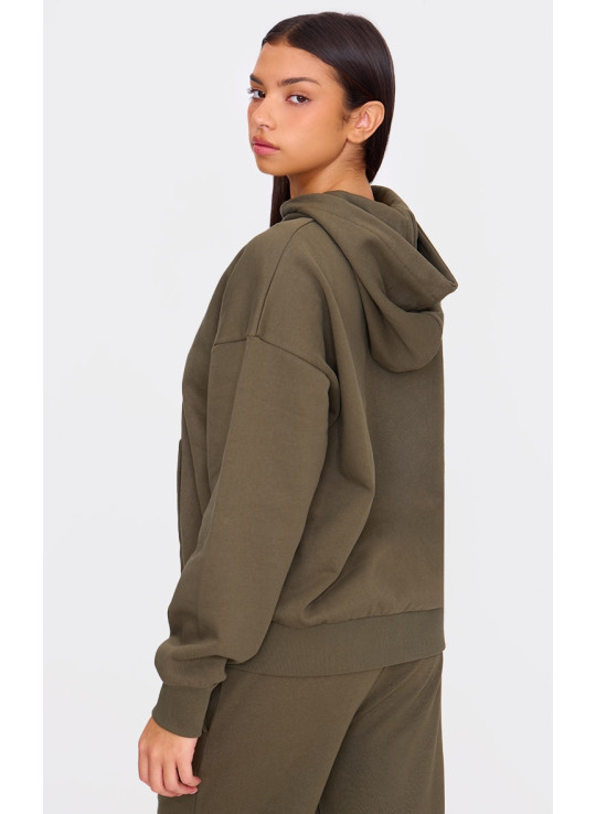 Оливкова толстовка преміум-класу на блискавці великого розміру