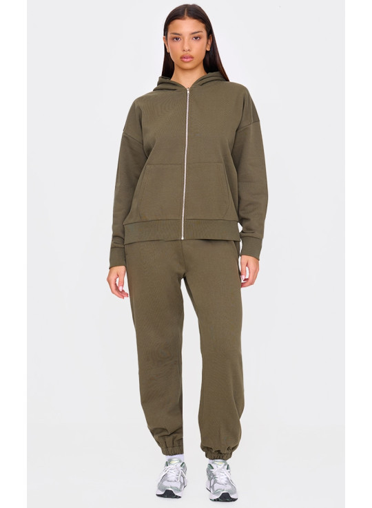 Оливкова толстовка преміум-класу на блискавці великого розміру